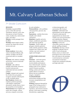 7th Grade - Mt. Calvary Lutheran School