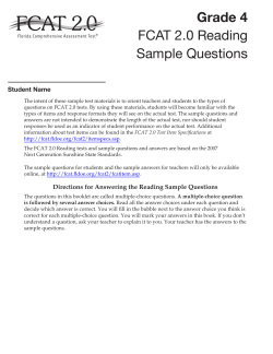 FCAT 2.0 Grade 4 Reading Sample Questions