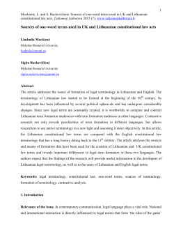 Sources of One-Word Terms Used in UK and Lithuanian