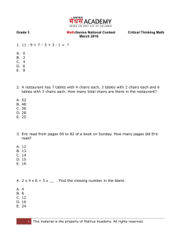 Mathus Academy MathGenius Critical Thinking Math 2016 Grade 3