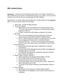 SEM – Industry Pioneers Assignment – choose one of the industry