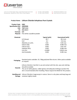 Product Name: Lithium Chloride Anhydrous Pure Crystals