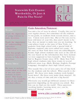 Statewide Exit Exams - Cornell College of Human Ecology