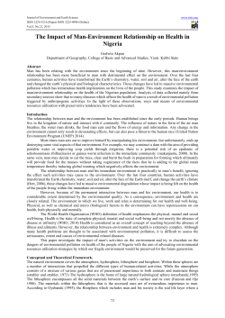 The Impact of Man-Environment Relationship on Health in Nigeria