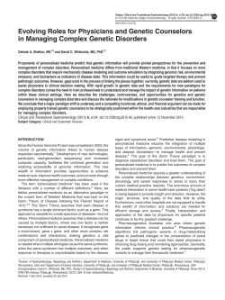 Evolving Roles for Physicians and Genetic Counselors in