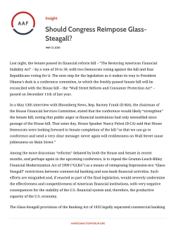 Should Congress Reimpose Glass- Steagall?