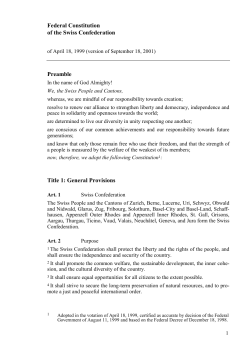 Federal Constitution of the Swiss Confederation Preamble Title 1