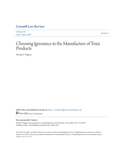 Choosing Ignorance in the Manufacture of Toxic Products