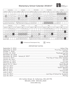 Elementary School Calendar 2016/17