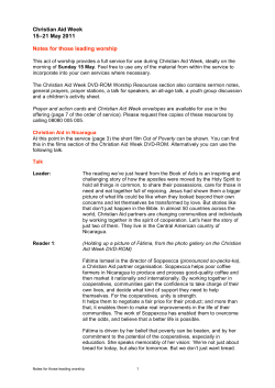 Christian Aid Week 15&ndash;21 May 2011 Notes for those leading worship
