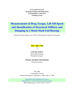 Measurements of Drag Torque, Lift Off Speed