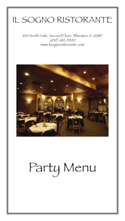 Party Menu - Sogno Ristorante, Wheaton IL