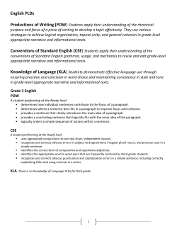 English PLDs Productions of Writing (POW