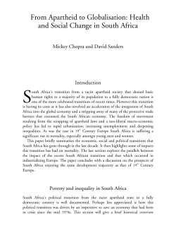 From Apartheid to Globalisation: Health and Social Change in South