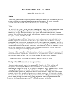 Graduate Studies Plan: 2011-2015