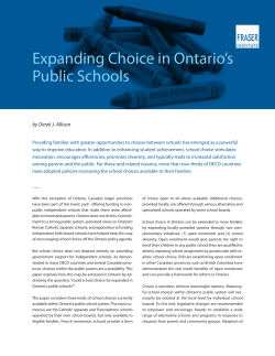 Expanding Choice in Ontario`s Public Schools