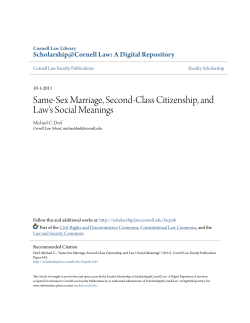 Same-Sex Marriage, Second-Class Citizenship, and Law`s Social
