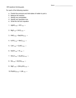 DR reactions forming ppts. For each of the following reaction: a