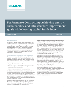 Performance Contracting: Achieving energy, sustainability, and