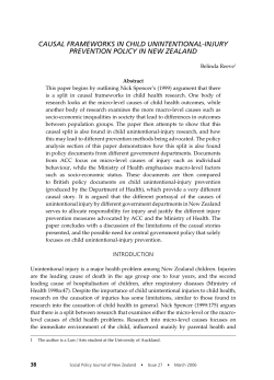 CAUSAL FRAMEWORKS IN CHILD UNINTENTIONAL