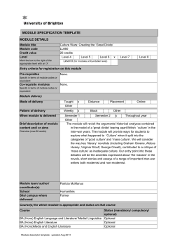 MODULE SPECIFICATION TEMPLATE MODULE DETAILS