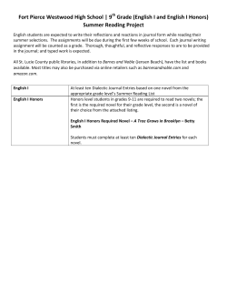 (English I and English I Honors) Summer Reading Project