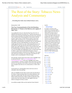The Rest of the Story: Tobacco News Analysis and Commentary