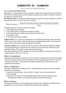 CHEMISTRY 2b &ndash; SUMMARY