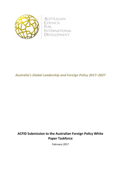 Australia`s Global Leadership and Foreign Policy 2017–2027 ACFID