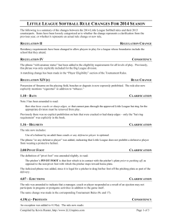 little league softball rule changes for 2014 season