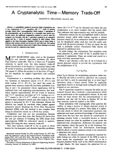 A Cryptanalytic Time - Memory Trade-Off