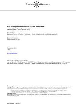 Tilburg University Bias and equivalence in cross