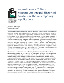 Augustine as a Culture Migrant: An Integral Historical Analysis with