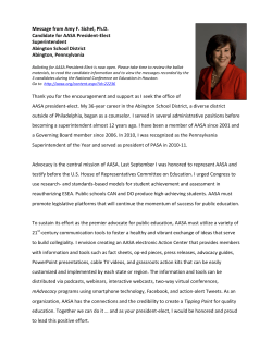 Message from Amy F. Sichel, Ph.D. Candidate for AASA President
