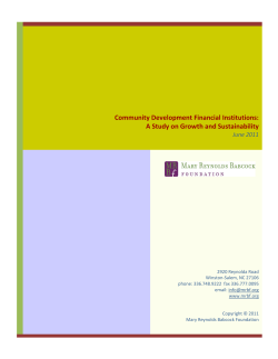 Community Development Financial Institutions: A Study on Growth