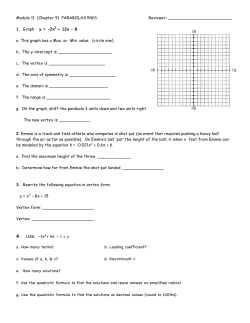 Module 11 (Chapter 9) PARABOLAS RWS Reviewer: 1. Graph y