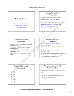 2.1 Naming Ionic Compounds, Ionic Formulas