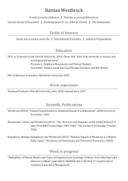 Curriculum Vitae ‐ Bastian Westbrock