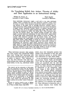 On Translating Beliefs Into Action: Theories of Ability and Their