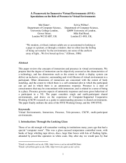 A Framework for Immersive Virtual Environments
