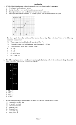 M1 P.1 Acceleration 1. Which of the following description about