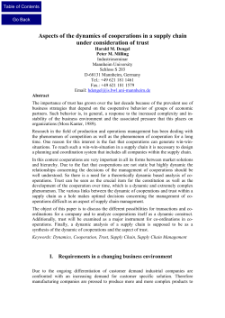 Aspects of the dynamics of cooperations in a supply chain under