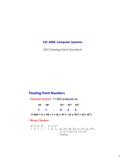 Floa ng Point Numbers - Villanova Computer Science