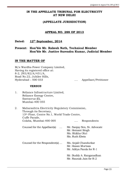 Appeal No. 288 of 2013 - Appellate Tribunal For Electricity
