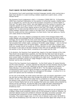 Court rejects `de facto families` in lesbian couple case