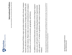Internatio nal P olitics - Department of Political Science