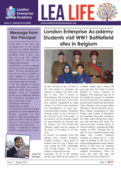 London Enterprise Academy Students visit WW1 Battlefield sites in