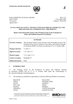 IMO SUB-COMMITTEE ON BULK LIQUIDS AND GASES 13th