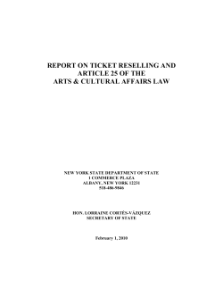 report on ticket reselling and article 25 of the arts