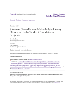 Melancholy in Literary History and in the Works of Baudelaire
